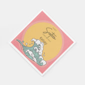 Sweet 16 Wave and Sun Monogram – 名前 スタンダードランチョンナプキン (角)