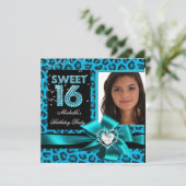 Sweet 16Sweet sixteenブルーヒョウ写真 招待状 (スタンド正面)