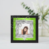 Sweet 16Sweet sixteenライムブラックフォト 招待状 (スタンド正面)