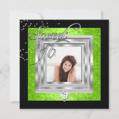 Sweet 16Sweet sixteenライムブラックフォト 招待状 (正面)