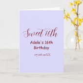 Sweet 16th birthday purple pastel mauve retro name カード (黄色い花)