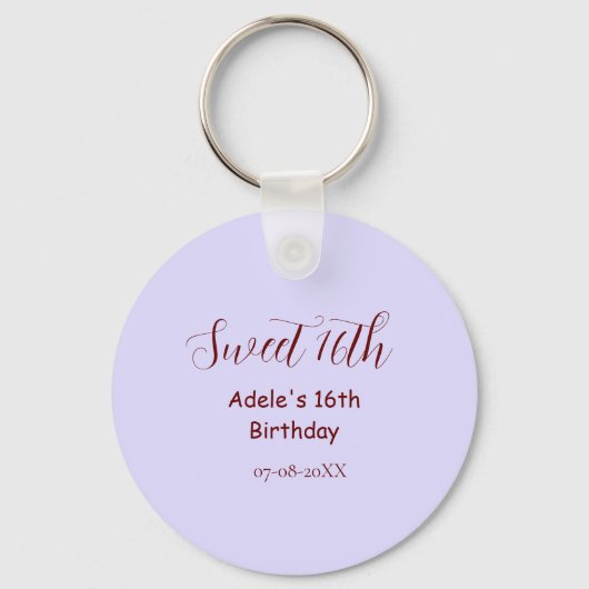 Sweet 16th birthday purple pastel mauve retro name キーホルダー (正面)