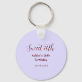 Sweet 16th birthday purple pastel mauve retro name キーホルダー (裏面)