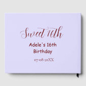 Sweet 16th birthday purple pastel mauve retro name ゲストブック (裏面)