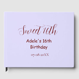 Sweet 16th birthday purple pastel mauve retro name ゲストブック