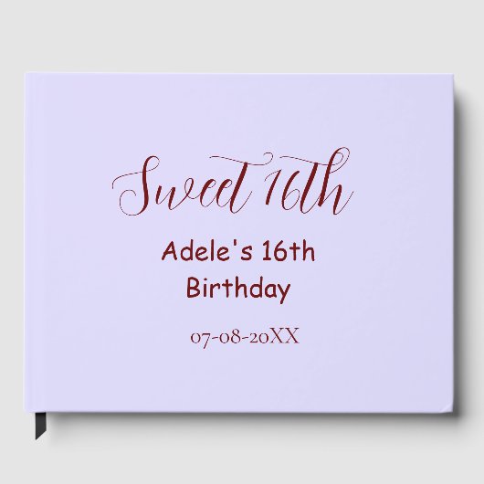 Sweet 16th birthday purple pastel mauve retro name ゲストブック (正面)