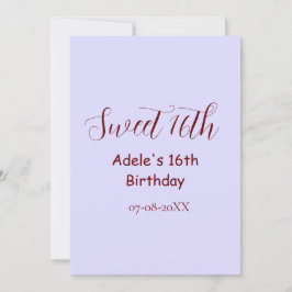 Sweet 16th birthday purple pastel mauve retro name シーズンカード