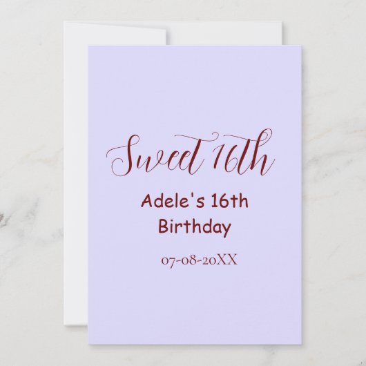 Sweet 16th birthday purple pastel mauve retro name シーズンカード (正面)