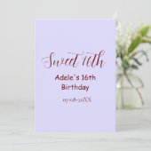 Sweet 16th birthday purple pastel mauve retro name シーズンカード (スタンド正面)