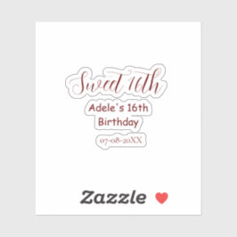 Sweet 16th birthday purple pastel mauve retro name シール