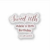 Sweet 16th birthday purple pastel mauve retro name シール (正面)