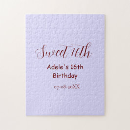Sweet 16th birthday purple pastel mauve retro name ジグソーパズル