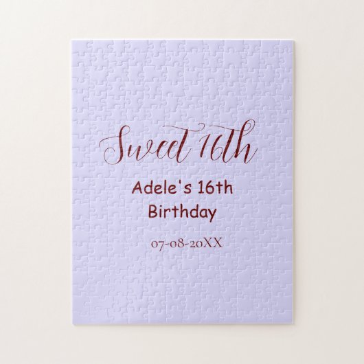 Sweet 16th birthday purple pastel mauve retro name ジグソーパズル (縦)