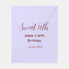 Sweet 16th birthday purple pastel mauve retro name フリースブランケット