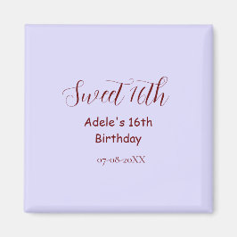 Sweet 16th birthday purple pastel mauve retro name マグネット