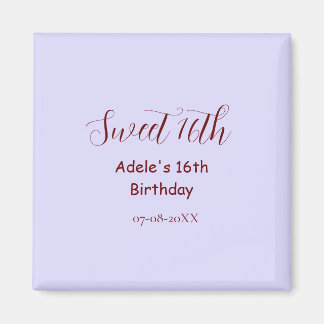 Sweet 16th birthday purple pastel mauve retro name マグネット