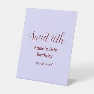 Sweet 16th birthday purple pastel mauve retro name 台座サイン