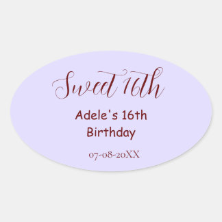 Sweet 16th birthday purple pastel mauve retro name 楕円形シール