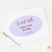 Sweet 16th birthday purple pastel mauve retro name 楕円形シール (封筒)