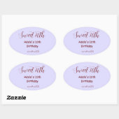 Sweet 16th birthday purple pastel mauve retro name 楕円形シール (シート)