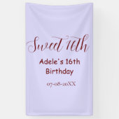 Sweet 16th birthday purple pastel mauve retro name 横断幕 (縦)