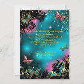 Sweet 16th birthday Teal Pink Gold Butterfly 招待状 (裏面)