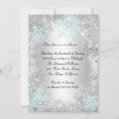 Sweet 16th Birthday teal Silver Winter wonderland 招待状 (裏面)