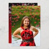 Sweet 16th Elisabeth赤い灰色の銀のドリップス写真 招待状 (正面/裏面)