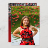 Sweet 16th Elisabeth赤い灰色の銀のドリップス写真 招待状 (正面/裏面)