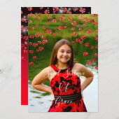 Sweet 16th Elisabeth赤い灰色の銀のドリップス写真 招待状 (正面/裏面)