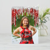 Sweet 16th Elisabeth赤い灰色の銀のドリップス写真 招待状 (スタンド正面)