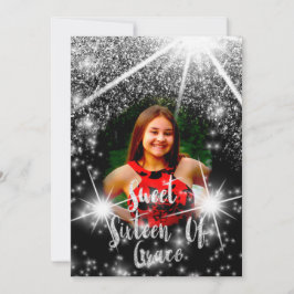 Sweet 16th Elisabeth赤い灰色の銀のドリップス写真 招待状