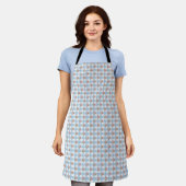 Sweet 50s Retro Rosebud Blue Gingham Check エプロン (着用した状態)
