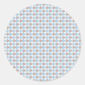 Sweet 50s Retro Rosebud Blue Gingham Check ラウンドシール (正面)