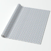 Sweet 50s Retro Rosebud Blue Gingham Check ラッピングペーパー (アンロールド)