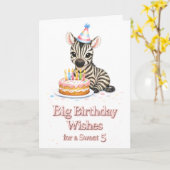Sweet 5 Birthday Wishes Cute  Zebra Card  カード (黄色い花)