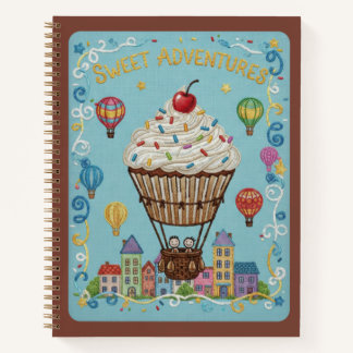 Sweet Adventures Embroidered Cupcake Air Ballon ノートブック