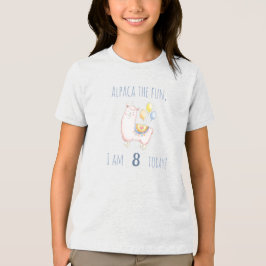 Sweet Alpaca with Balloon バルーンピンクの子供用誕生日グッズ トライブレンドTシャツ