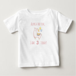 Sweet Alpaca with Balloon ブルージュピンク キッズ 誕生日 ベビーTシャツ