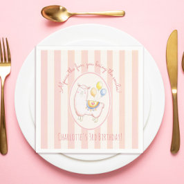 Sweet Alpaca with Balloon Blush Pink キッズの誕生日 スタンダードカクテルナプキン
