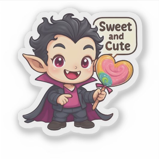 "Sweet and Cute" Chibi Vampire Sticker シール (正面)