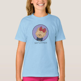 Sweet and Stylish Cute Yorkie Graphic Blue Girls' Tシャツ