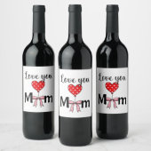 Sweet and stylish “Love You Mom” ワインラベル (ボトル)