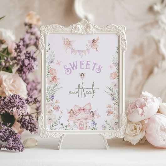 Sweet and Treats Fairy Birthday Lilac Wildflower ポスター