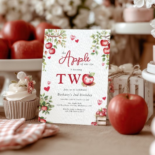 Sweet Apple Of Our Eye 2歳の誕生日 招待状