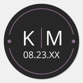 Sweet Arch結婚のイニシャル薄紫ID998 ラウンドシール