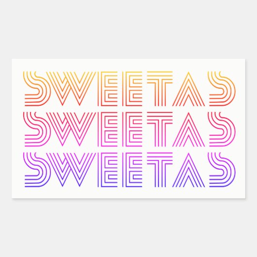 「Sweet As」レインボーステッカー 長方形シール (正面)