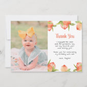 Sweet As a Peach誕生日Thank You Photo 招待状 (正面)