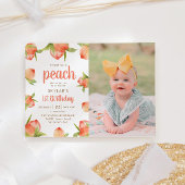 Sweet As A Peach 1st Birthday Photo 招待状
