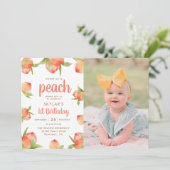 Sweet As A Peach 1st Birthday Photo 招待状 (スタンド正面)
